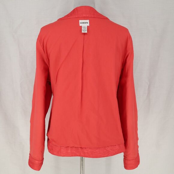 Chicos Jacket 3 Womens XL 16 Orange Brocade Lined Blazer Whimsy Career Office - Picture 13 of 15